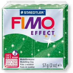 Kostka FIMO effect 57g, zielony brokatowy, masa termoutwardzalna